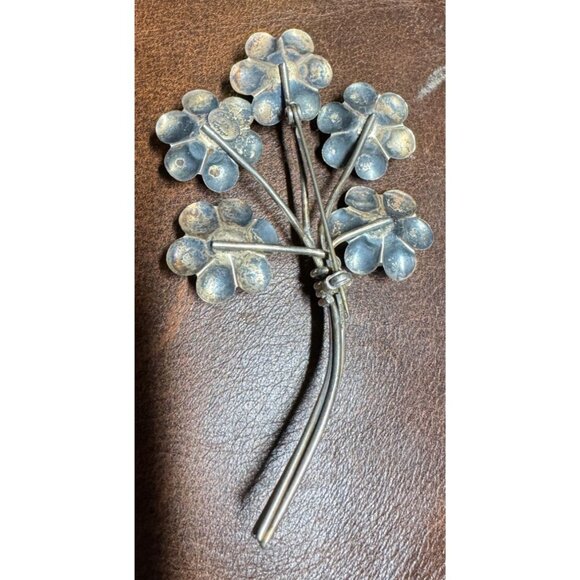 Early 1919 Sterling Silver Coro Opening Pedal Bunch of Flowers Brooch - Picture 3 of 5
